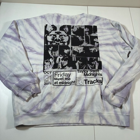Taylor Swift Midnights Lavender Spiral Tie Dye Crewneck Sweatshirt XL Swiftie - Picture 4 of 9